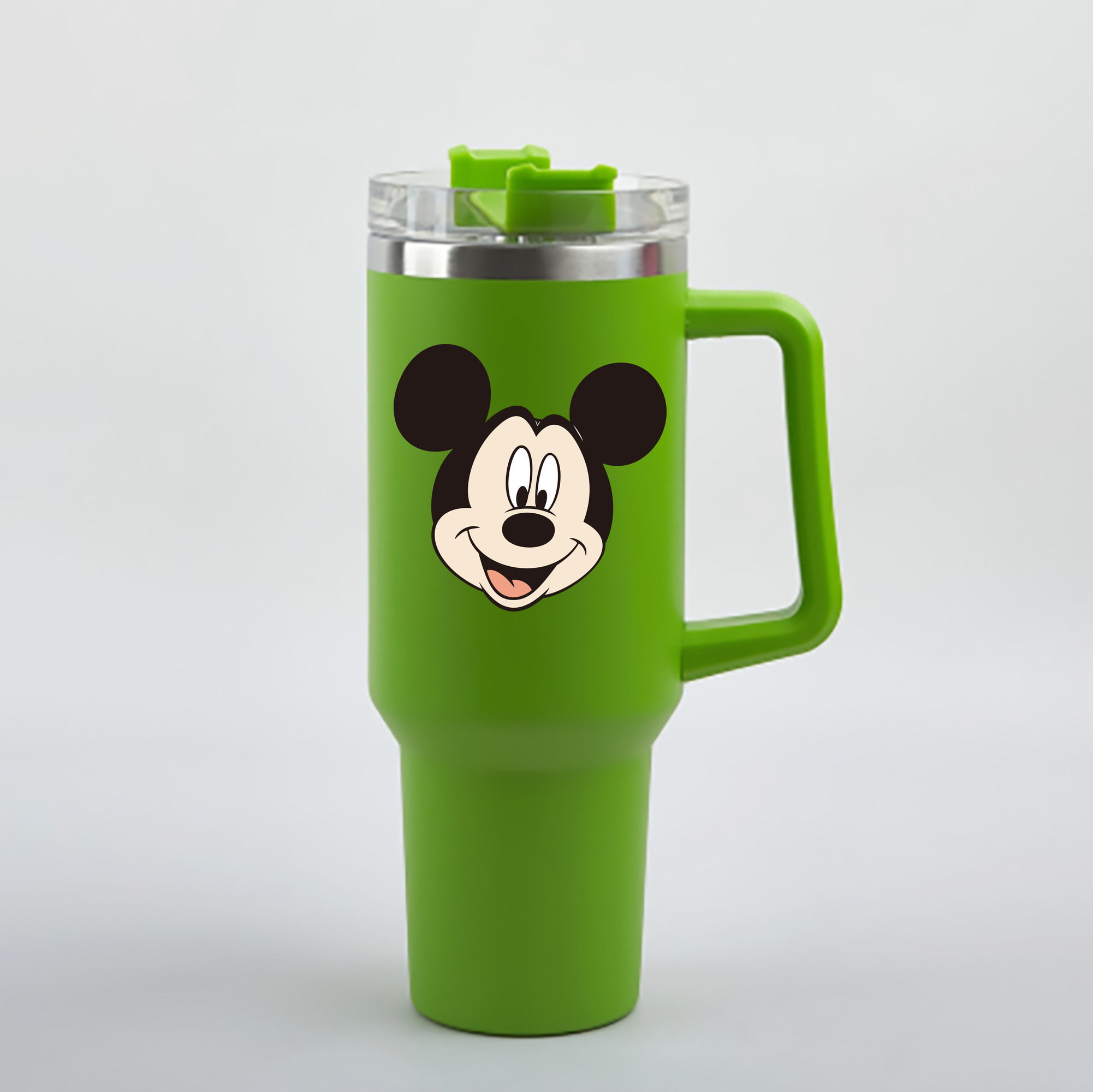 （画像用） ミッキーマウス Mickey Mouse 1200mL車用タンブラー - クリスタルステッカー（プラスチックストロー付き）